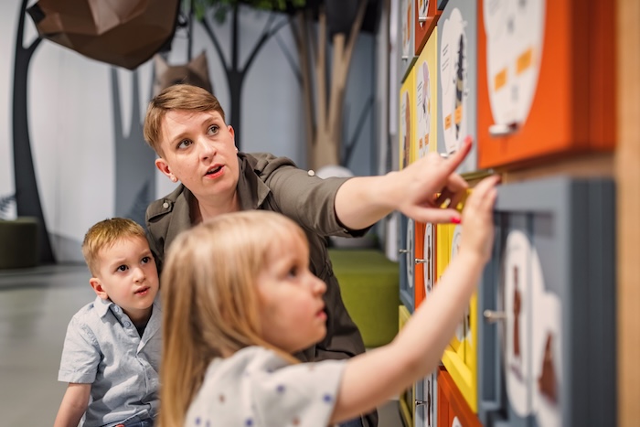 Kids looking at an exhibit in a children’s museum