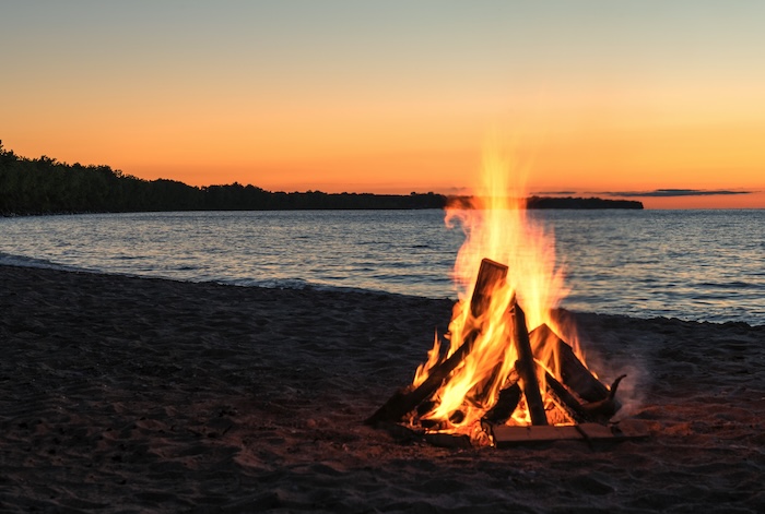Bonfire on the beach in Orange County.